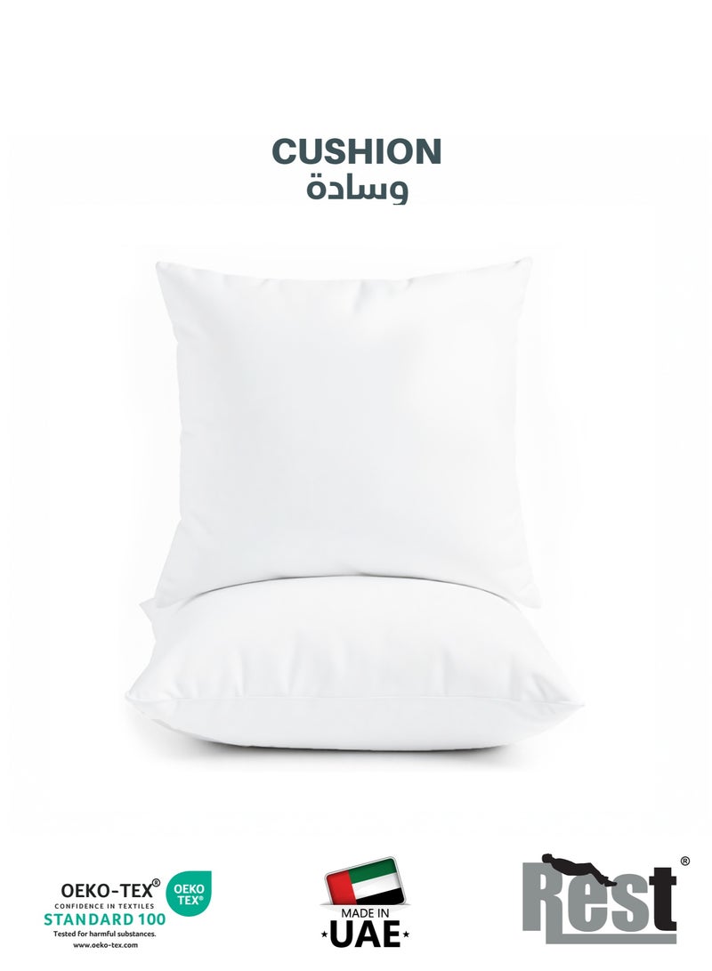 ريست REST Bedding Throw Pillows Insert Cushion Filler Outer Cover Microfiber Filling 350 grams Ultra Soft Fiber Size 40x40cm , 16x16inch Cushion Inserts Home Decor  White (Pack of 2) - Image 1